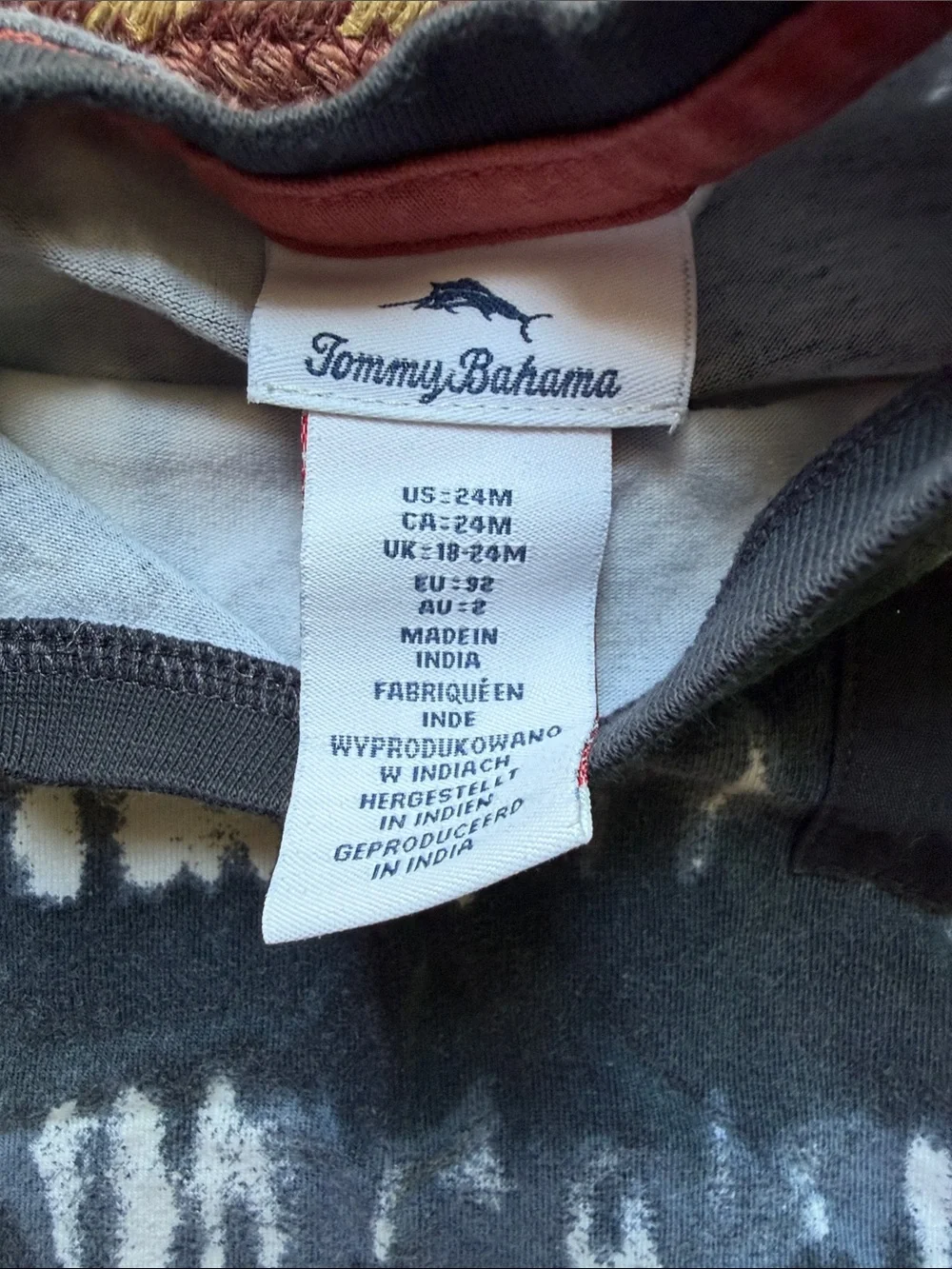 Tommy Bahama Navy and White Tie-Dye Pocket Tee